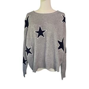 Sweet Romeo Grey Star Sweater Size L Heather Knit Pullover Nordstrom NWT